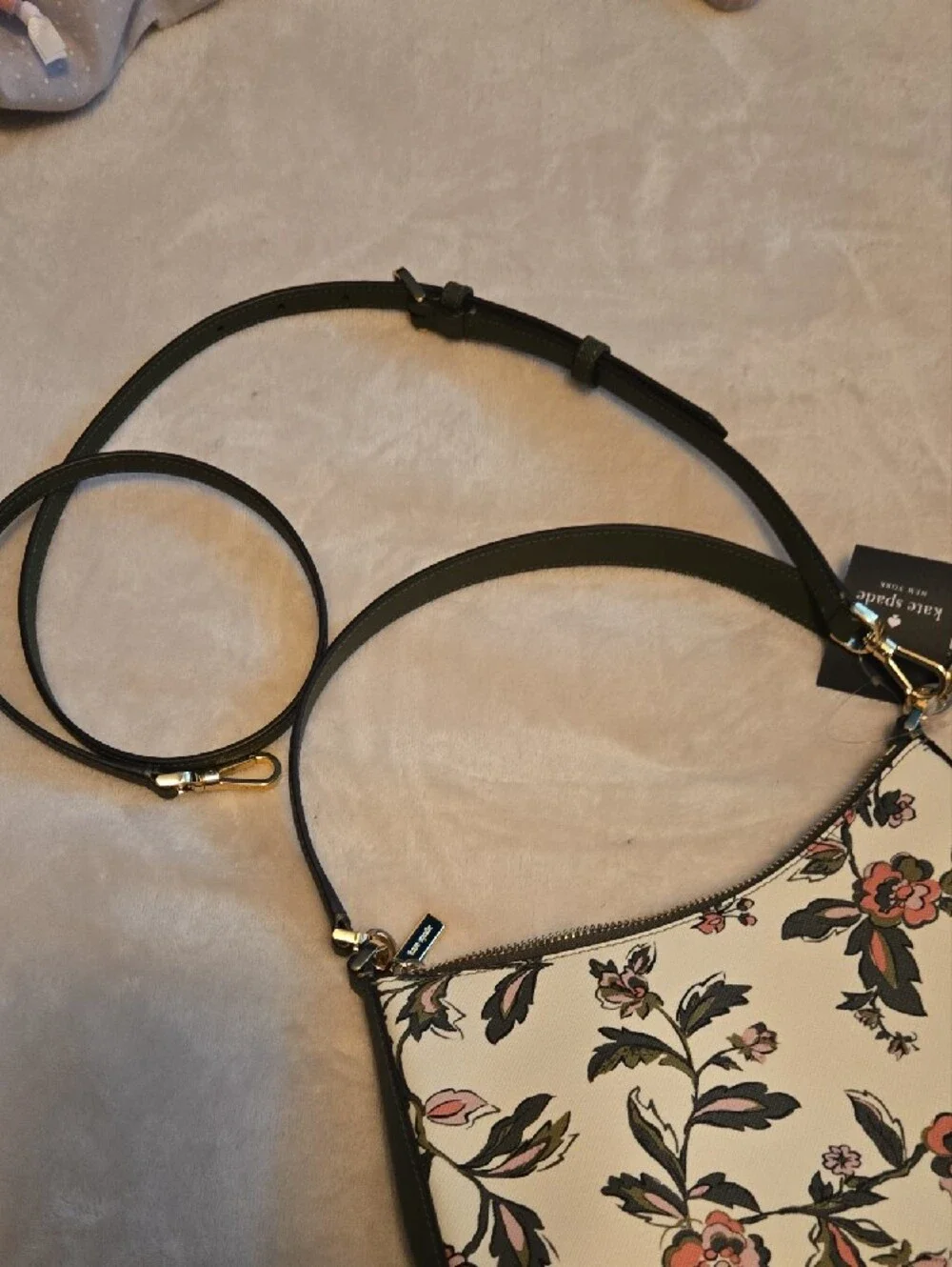 kate spade Cream Floral Crossbody with Pink and Green Accents